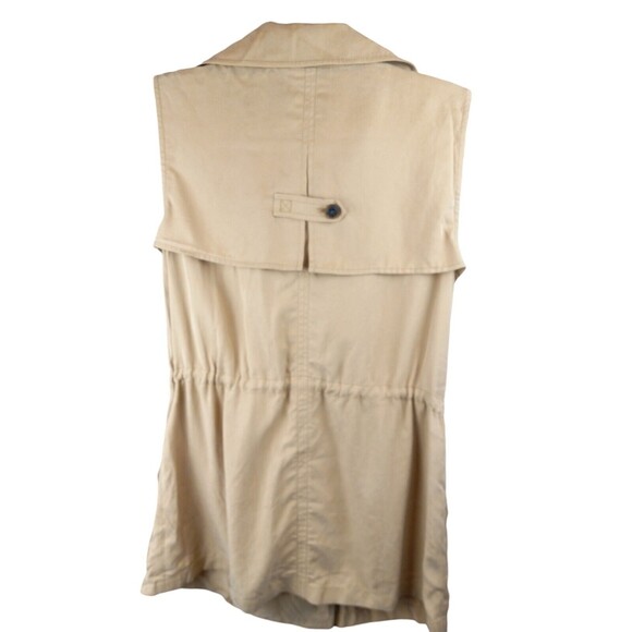 Banana Republic Drapey Vest Camel Tan Sz Small Toggle Draw String Beige Pockets - Picture 2 of 6